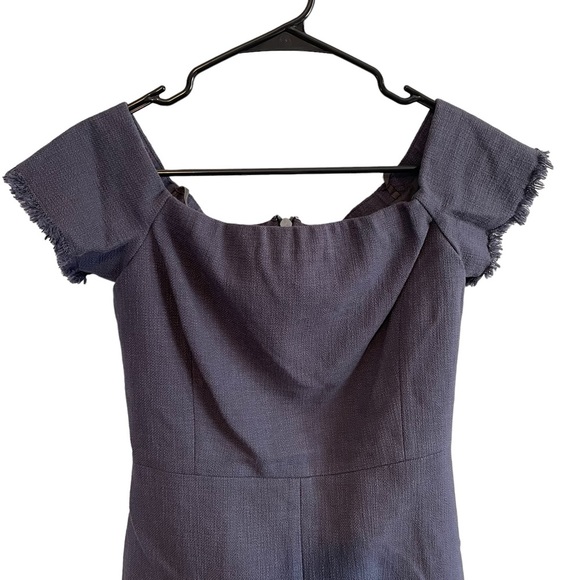 Rebecca Taylor Navy Blue Fringe Raw Hem Hem Mini Dress 4 - Picture 4 of 9